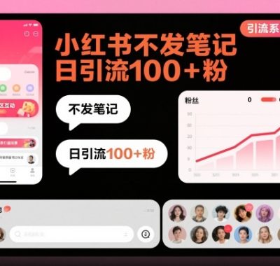引流系列课14：小红书不发笔记日引流100+粉