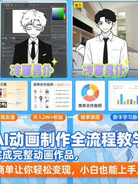 AI动画制作全流程教学，从0到完成完整动画作品，大量的商单让你轻松变现，小白也能上手月入2W+