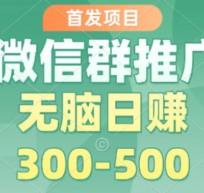 首发项目，微信群推广掘金，多号矩阵无脑日入3-5张【揭秘】