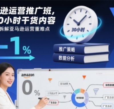 亚马逊运营推广班，超30小时干货内容，从0到1拆解亚马逊运营重难点