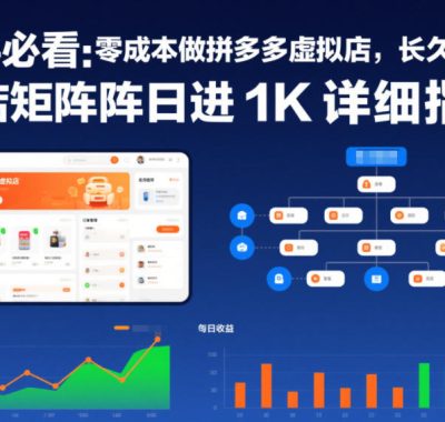 新手必看：零成本做拼多多虚拟店，长久稳定，多店矩阵日进1K详细指南【揭秘】