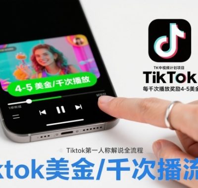 TK中视频计划项目，Tiktok第一人称解说流程，每干次播放奖励4-5美金