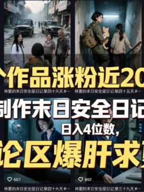 十个作品涨粉近20W！用AI制作末日安全日记连载，日入4位数，评论区爆肝求更新（附详细步骤）