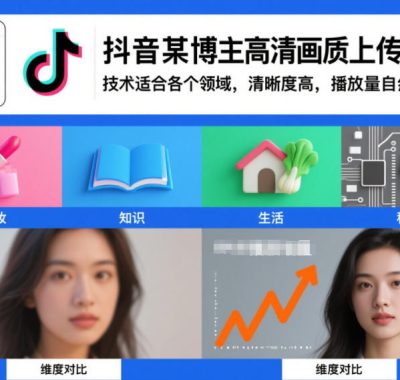 抖音某博主视频高清画质上传技术，技术适合各个领域，清晰度高，播放量自然不会少