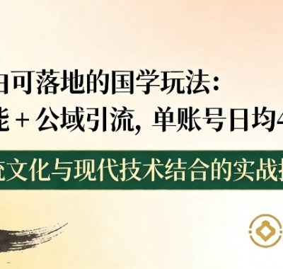 小白可落地的国学玩法：AI赋能+公域引流，单账号日均4张