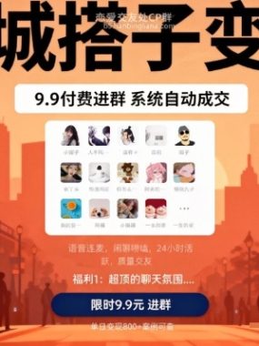 同城搭子变现，9.9付费进群+系统自动成交，单日变现8张