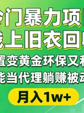 冷门暴力项目，线上旧衣回收，闲置变黄金环保又利民，还能当代理躺賺被动收入，变现+精准引流全流程