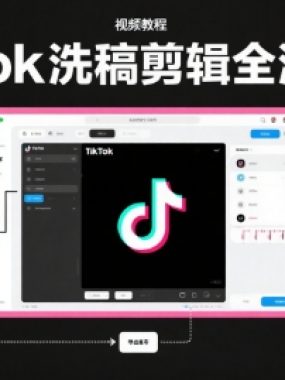TikTok洗稿剪辑全流程课，PR洗稿剪辑全流程，TK洗稿运营课
