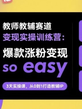 教师教辅赛道变现实操训练营，爆款涨粉变现so easy