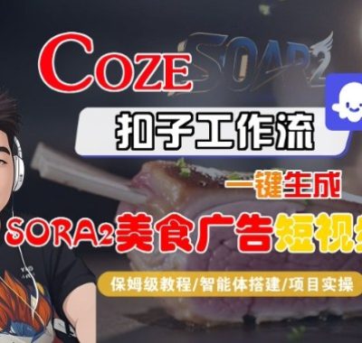 Coze扣子智能体工作流一键生成“SORA2美食广告“短视频,全流程保姆级教学