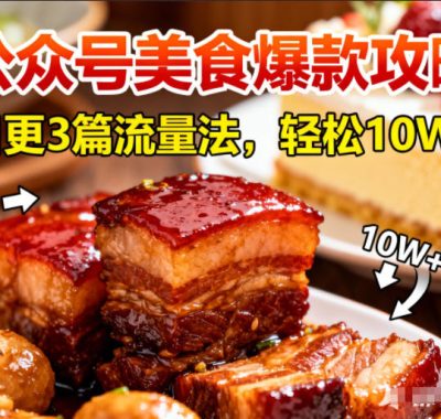 公众号搬运美食爆款攻略，日更3篇流量主打法，轻松10W+阅读