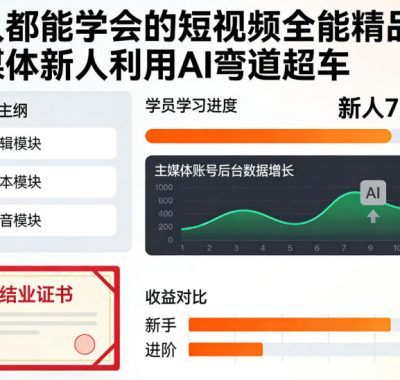 人人都能学会的短视频全能精品课，自媒体新人利用AI弯道超车
