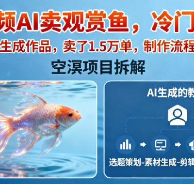 短视频AI卖观赏鱼，冷门赛道，全部用AI生成作品，卖了1.5W单，制作流程详细教程