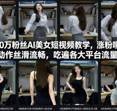 快手40万粉丝博主AI美女短视频教学，涨粉嘎嘎香，动作丝滑流畅，吃遍各大平台流量