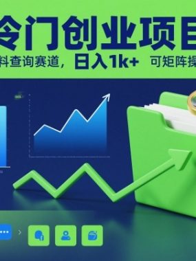 冷门创业项目，资料查询赛道，日入1k+，可矩阵操作