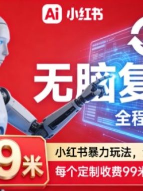 小红书暴力玩法，全程AI操作，每个定制收费99米，无脑复制