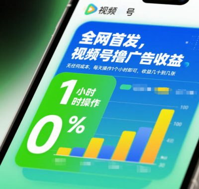 全网首发，视频号撸广告收益，无任何成本，每天操作1个小时即可，收益几十到几张
