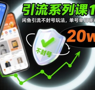 引流系列课10：闲鱼引流不封号玩法，单号单日曝光20w+