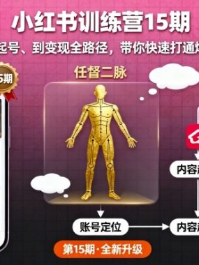 小红书训练营15期，从定位、到起号、到变现全路径，带你快速打通爆款任督二脉
