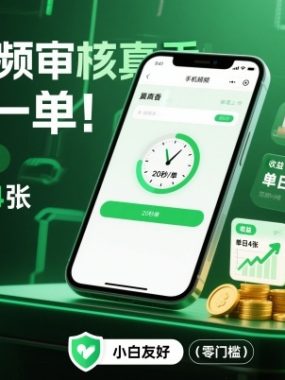 手机视频审核真香！20秒一单，随时随地可做，单日收益4张，小白零门槛冲【揭秘】