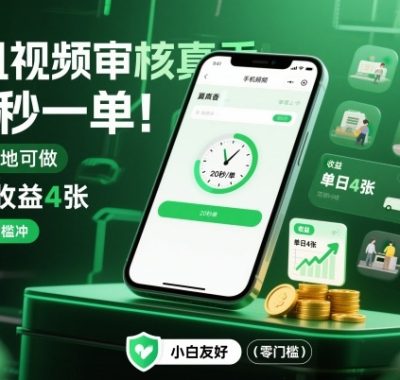 手机视频审核真香！20秒一单，随时随地可做，单日收益4张，小白零门槛冲【揭秘】