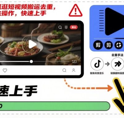 淘宝逛逛短视频搬运去重，纯手法操作，快速上手