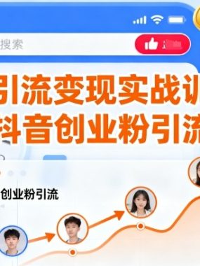抖音引流变现实战训练营，抖音创业粉引流