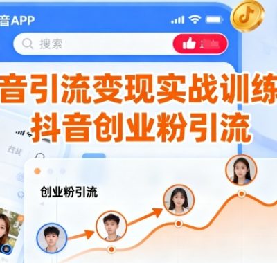 抖音引流变现实战训练营，抖音创业粉引流