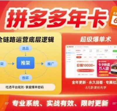拼多多年卡，拼多多全链路运营底层逻辑，超级爆单术【更新12月】
