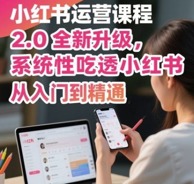 小红书运营课程2.0全新升级，从入门到精通，系统性吃透小红书