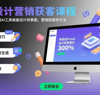 AI设计营销获客课程，教你一套用AI工具做画设计效果图，营销获客的方法