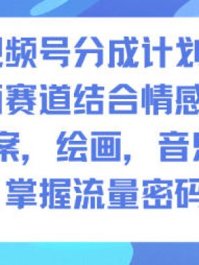 视频号分成计划，人生感悟手绘画赛道，文案，绘画，音乐，掌握流量密码
