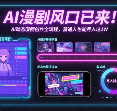 AI漫剧风口已来！AI动态漫剧创作全流程，普通人也能月入过1W