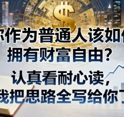 付费文章：你作为普通人该如何拥有财富自由？认真看耐心读，我把思路全写给你了