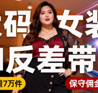 抖音小众赛道，大码女装AI反差带货，不用直播，每天6条作品，橱窗卖7万件，保守佣金30W+
