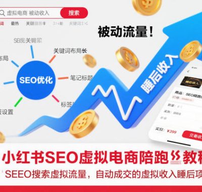 小红书SEO虚拟电商陪跑教程，实现seo搜索被动流量，自动成交的被动收入睡后项目
