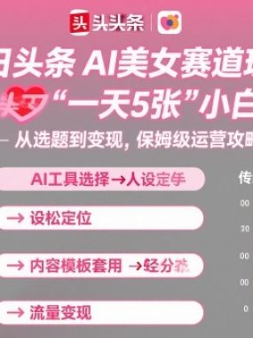 今日头条AI美女赛道玩法，一天轻松5张，小白轻松上手