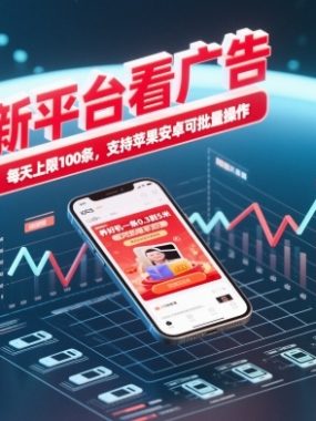 新平台看广告，养好机一条0.3到5米，每天上限100条，支持苹果安卓可批量操作
