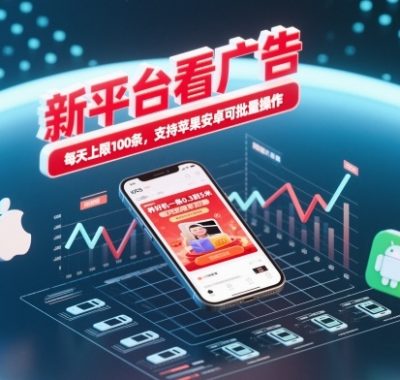 新平台看广告，养好机一条0.3到5米，每天上限100条，支持苹果安卓可批量操作