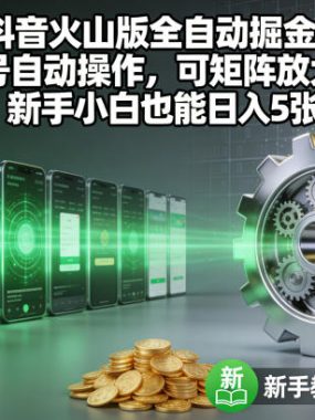 抖音火山版全自动掘金，不封号自动操作，可矩阵放大操作，新手小白也能日入5张【揭秘】