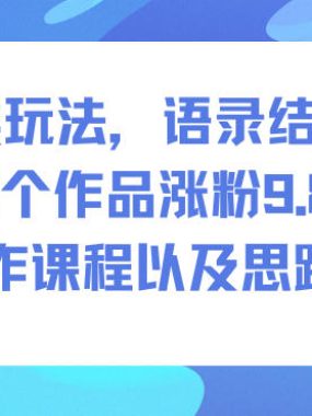 创意类玩法，语录结合道士，20个作品涨粉9.8w，制作课程以及思路讲解