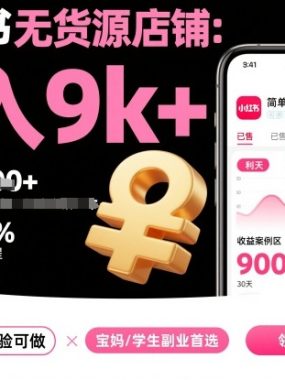 小红书无货源店铺项目，简单易上手，月入9k+，保姆级教程