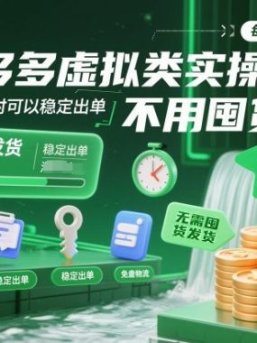 拼多多虚拟类实操教学，不用囤货、不用发货，每天两小时可以稳定出单，每天收益2张