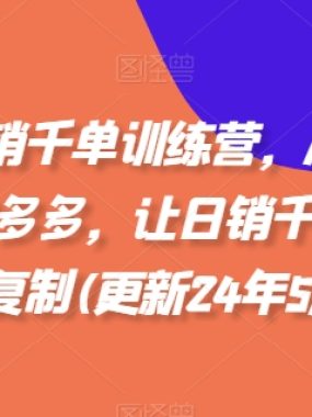 拼多多日销千单训练营,从0开始带你做好拼多多,让日销千单可以快速复制(更新25年10月)