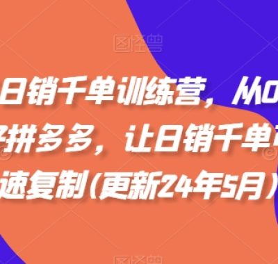 拼多多日销千单训练营,从0开始带你做好拼多多,让日销千单可以快速复制(更新25年10月)