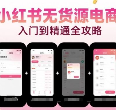 小红书无货源电商，入门到精通，开店+选品+笔记+剪辑+赛道+内容