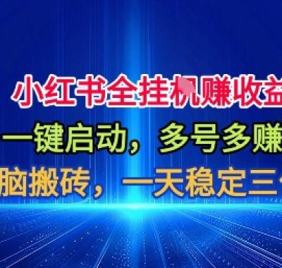 小红书全自动掘金项目，一键启动，无脑搬砖，一天稳定三位数【揭秘】