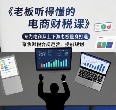 老板听得懂的电商财税课，专为电商及上下游老板量身打造，聚焦财税合规运营、提前规划