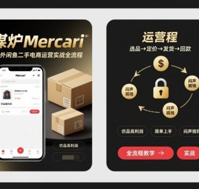 煤炉Mercari国外闲鱼二手电商运营实战全流程，仿品高利润，简单上手，闷声搞钱