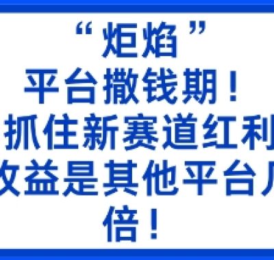 “炬焰”：平台撒钱期！抓住新赛道红利，5分钟二创内容，收益是其他平台几倍！